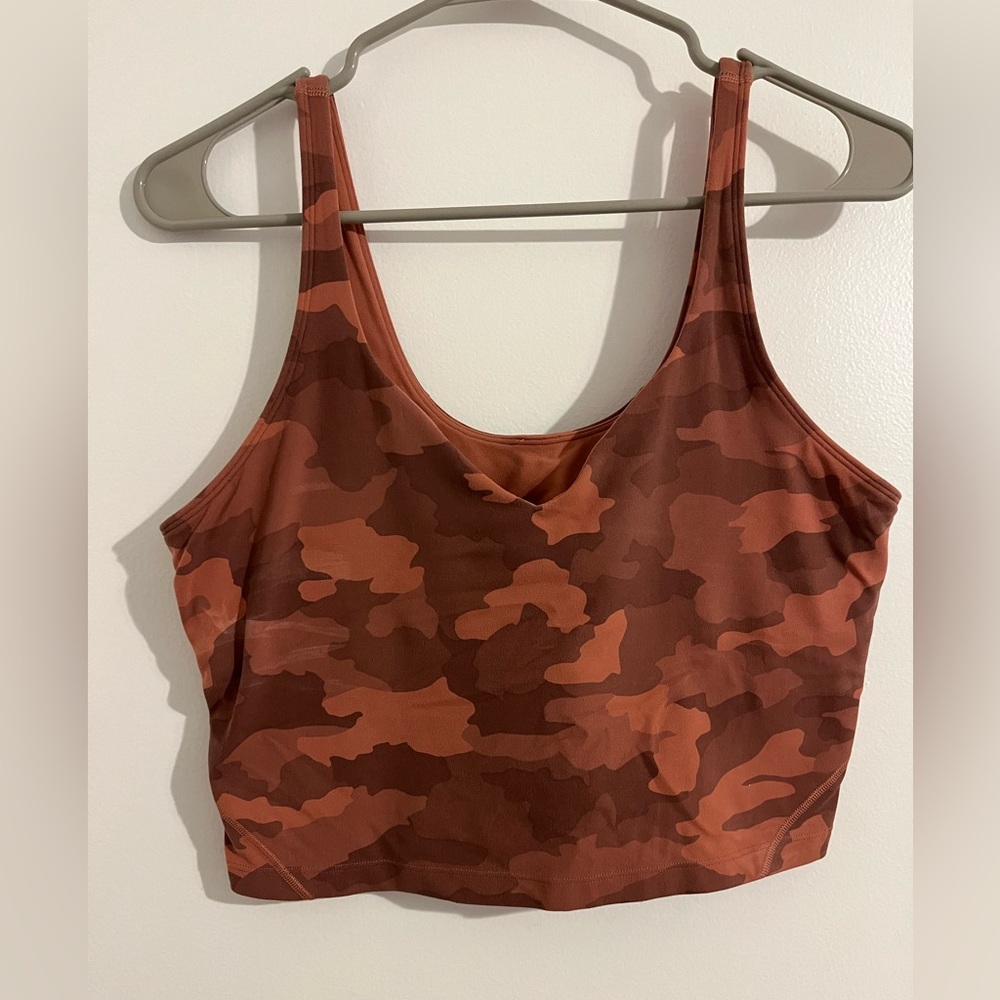lululemon Rust Red and Brown Camo Crop Align Tank top